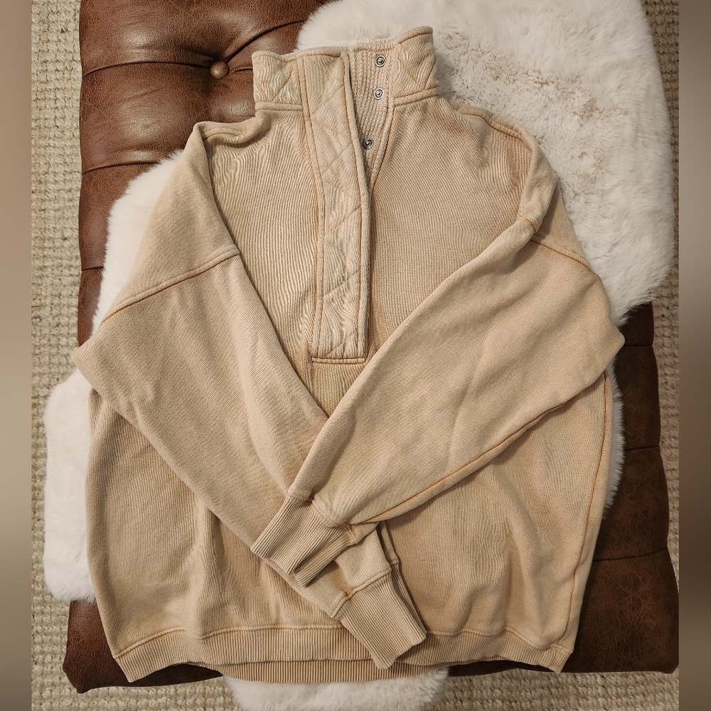 Aerie Getaway Quarter Snap Oversized Sweatshirt Pullover XS